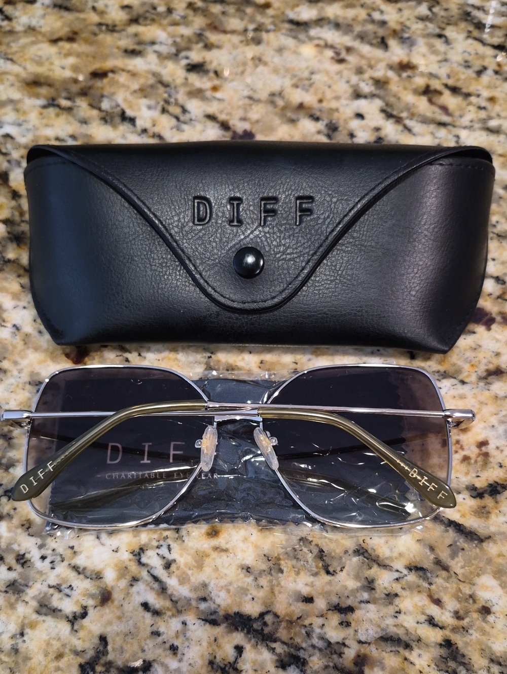 Diff Eyewear Silver Frame Sunglasses with Gradient Gray Lenses